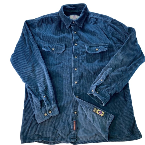 The Territory Ahead Corduroy Jacket Shirt Mens Large XL Blue Chore Barn Button - Picture 1 of 7